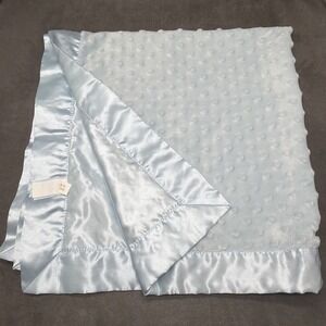 Bearington Baby Blanket Blue Minky Dot Satin Back Trim SMALL Lovey